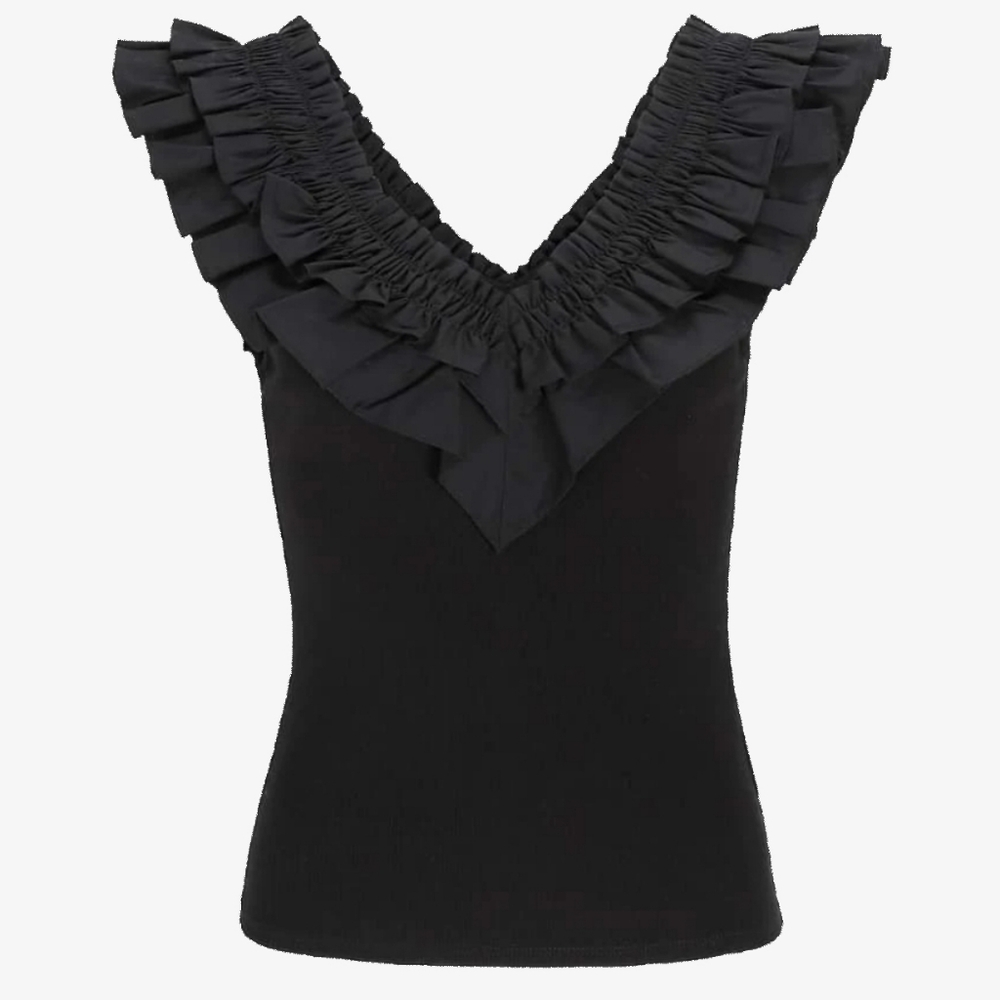 EXPRESS Ribbed Poplin V-Neck Tank